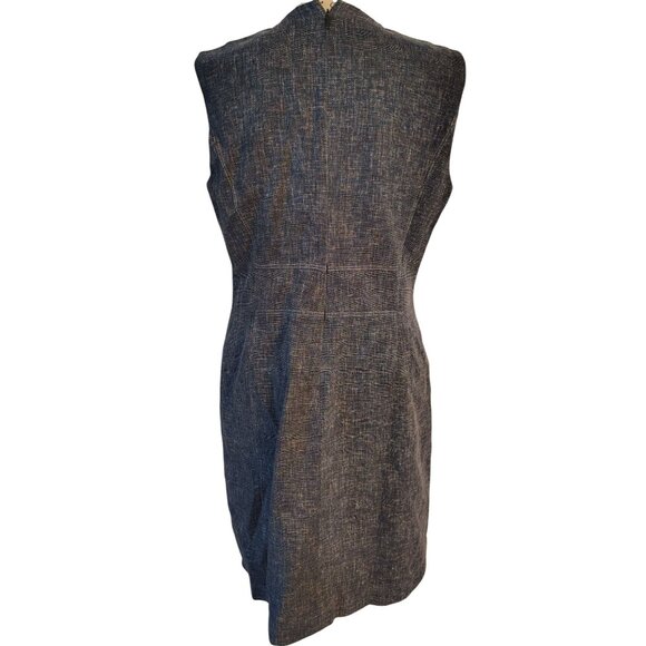 Lafayette 148 Blue Corn Color Linen Cotton Sheath Dress Sleeveless Size 8 V Neck - Picture 3 of 6